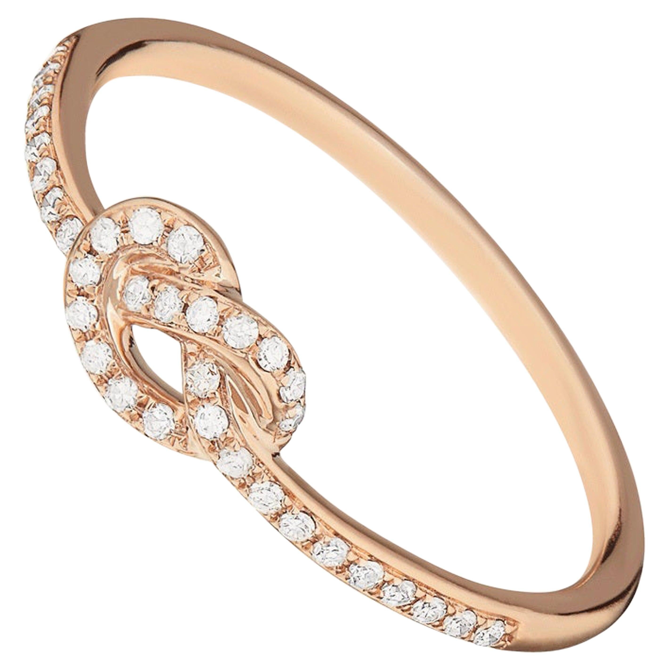 For Sale:  14 Karat White Gold 0.107 Carat Knot Round Diamond Ring 4