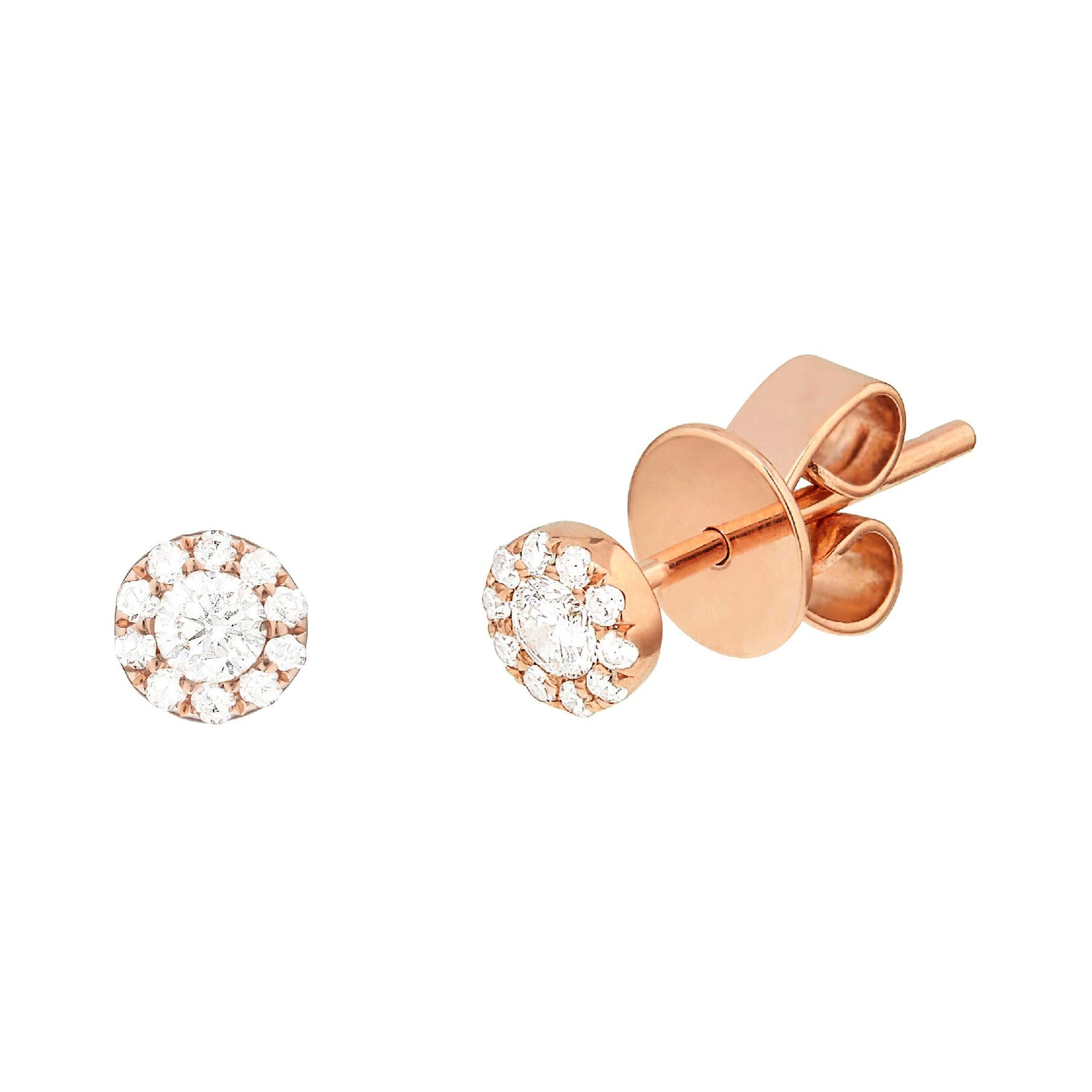 Single Cut 14 Karat White Gold 0.115 Carat Diamond Cluster Earrings For Sale