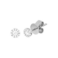 14 Karat White Gold 0.115 Carat Diamond Cluster Earrings