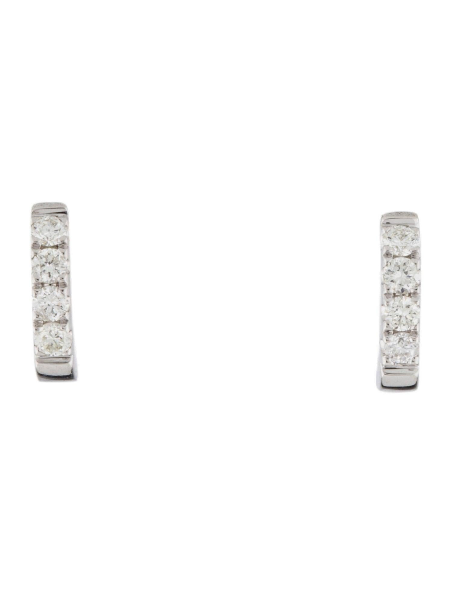 Single Cut 14 Karat White Gold 0.12 Carat Diamond Huggie Hoop Earrings For Sale