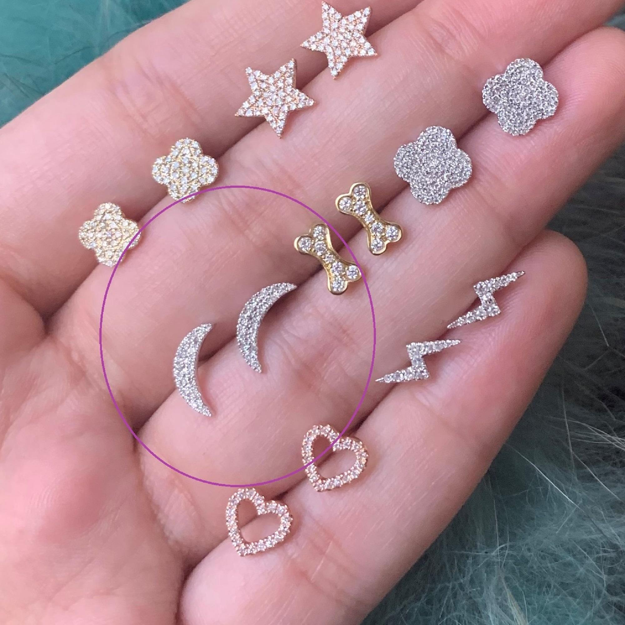 14 carat white gold diamond earrings
