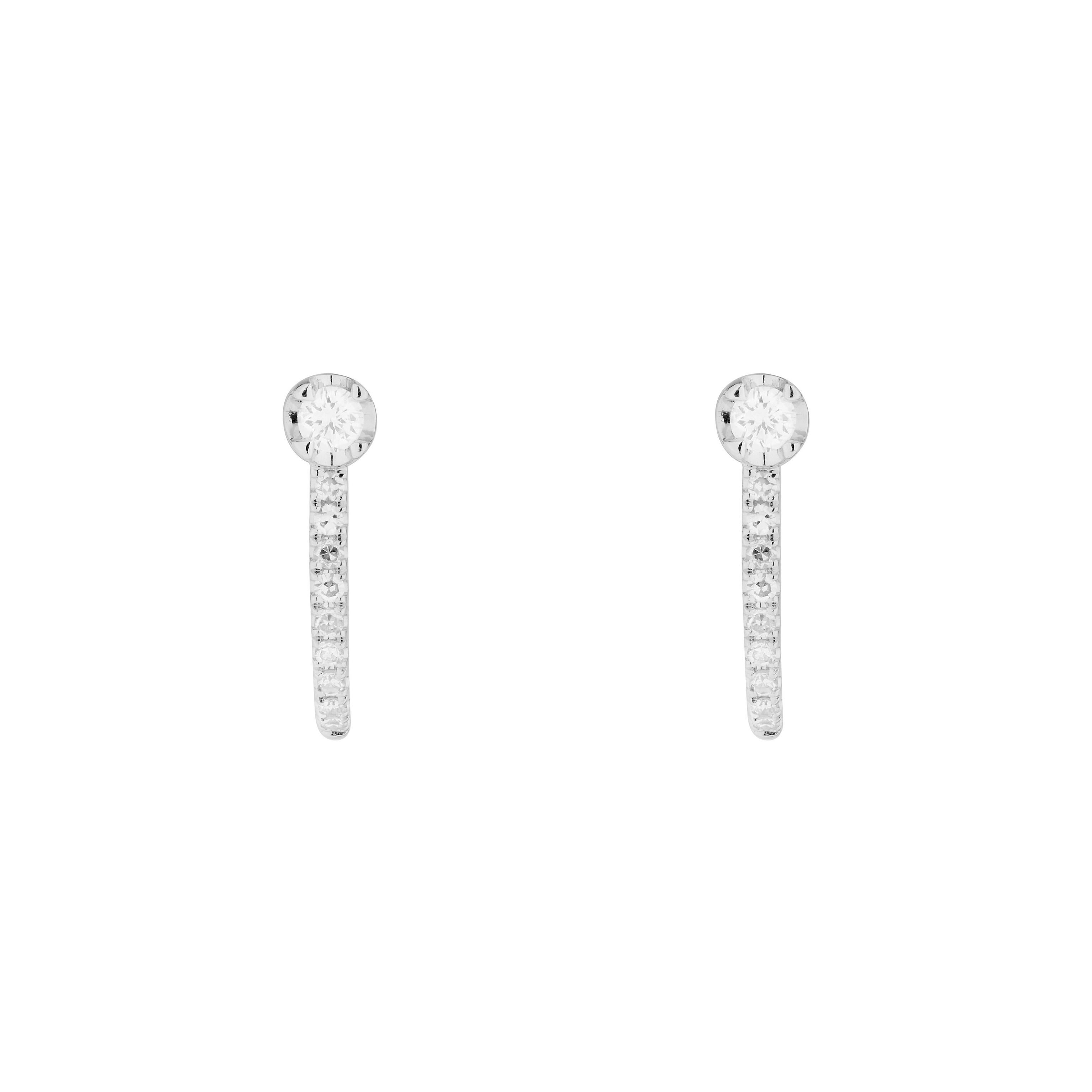 This pair of Round Diamond Hook Earrings is made in 14 karat Gold, set with natural, colourless diamonds. With a total diamond carat weight (approximate) of 0.12 carat for the pair, the Diamonds are H colour, Si clarity. Comes in 14 karat Yellow