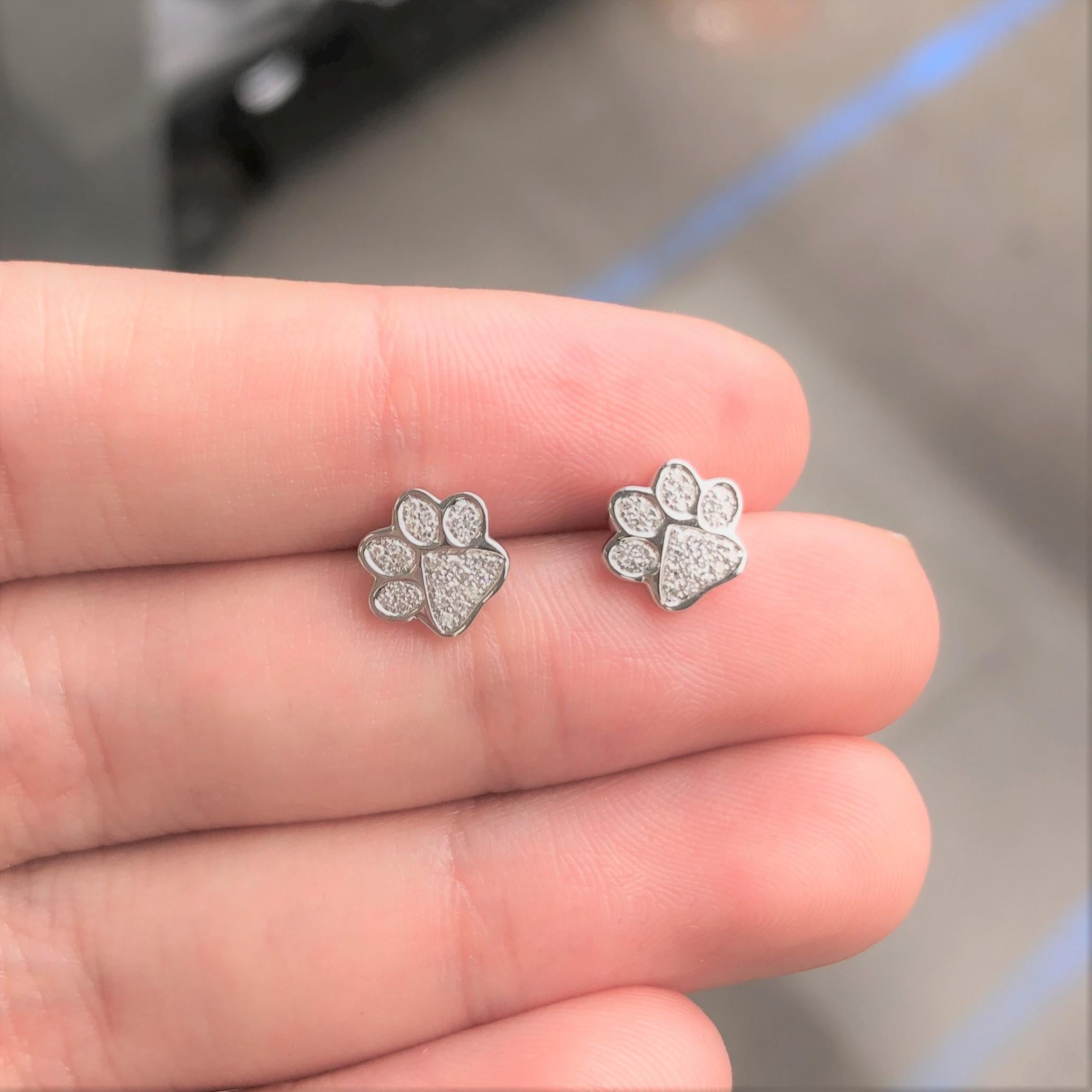 diamond paw print earrings