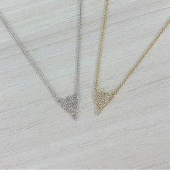 14 Karat White Gold 0.13 Carat Diamond Heart Paved Pendant Necklace