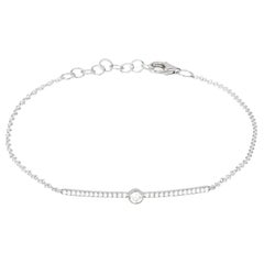 14 Karat White Gold 0.135 Carat Round Diamond Dotted Bar Chain Bracelet