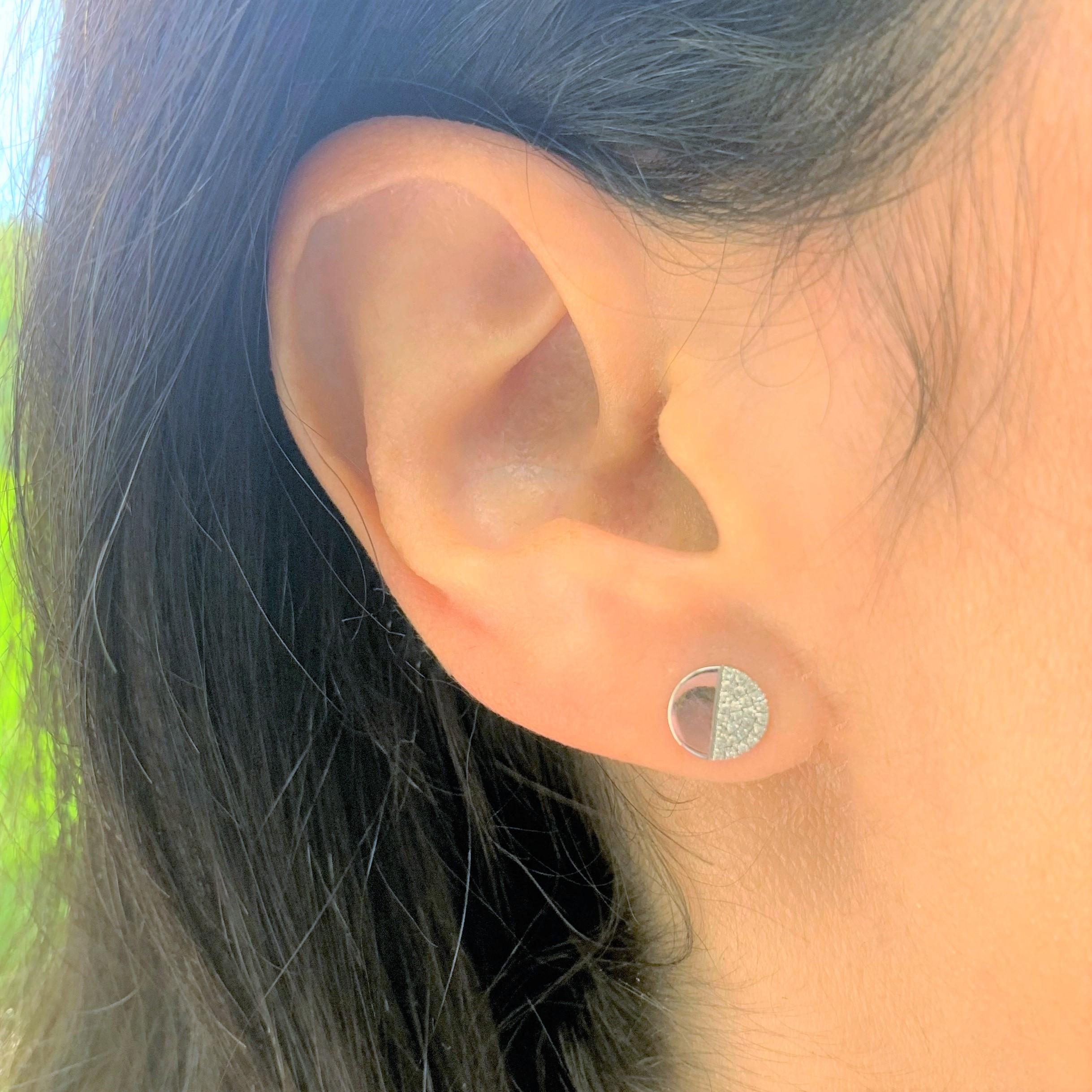 white gold disc earrings
