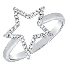 Bague étoile en or blanc 14 carats avec diamant 0,14 carat