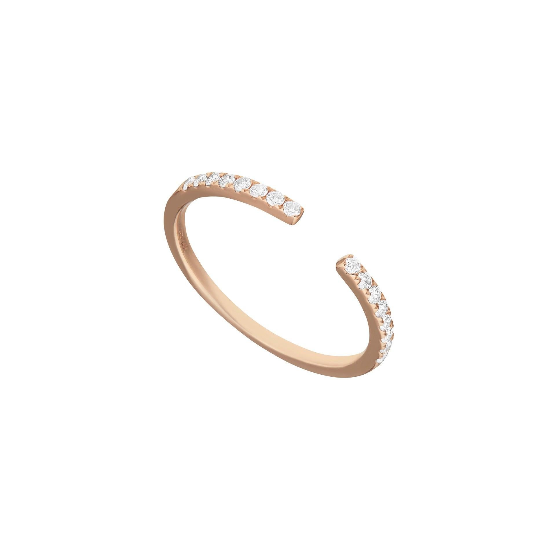 For Sale:  14 Karat White Gold 0.155 Carat Round Diamond Open Band Ring 5
