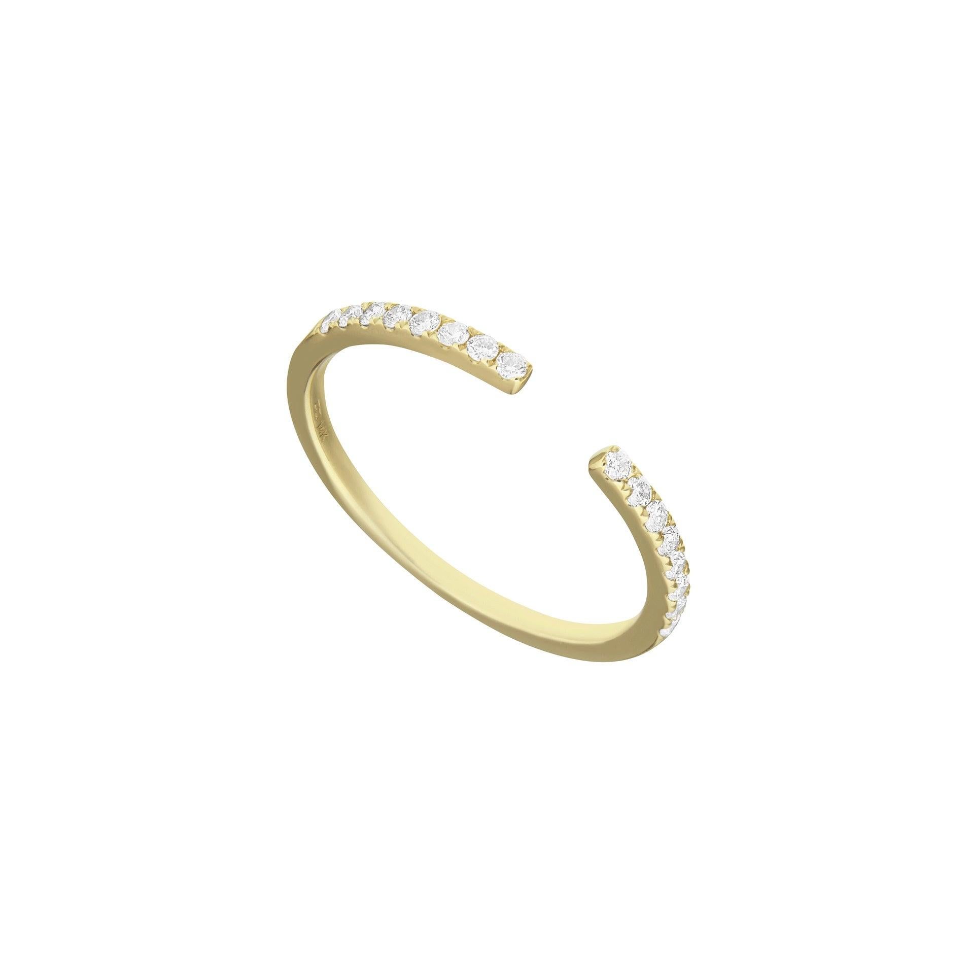 For Sale:  14 Karat White Gold 0.155 Carat Round Diamond Open Band Ring 6