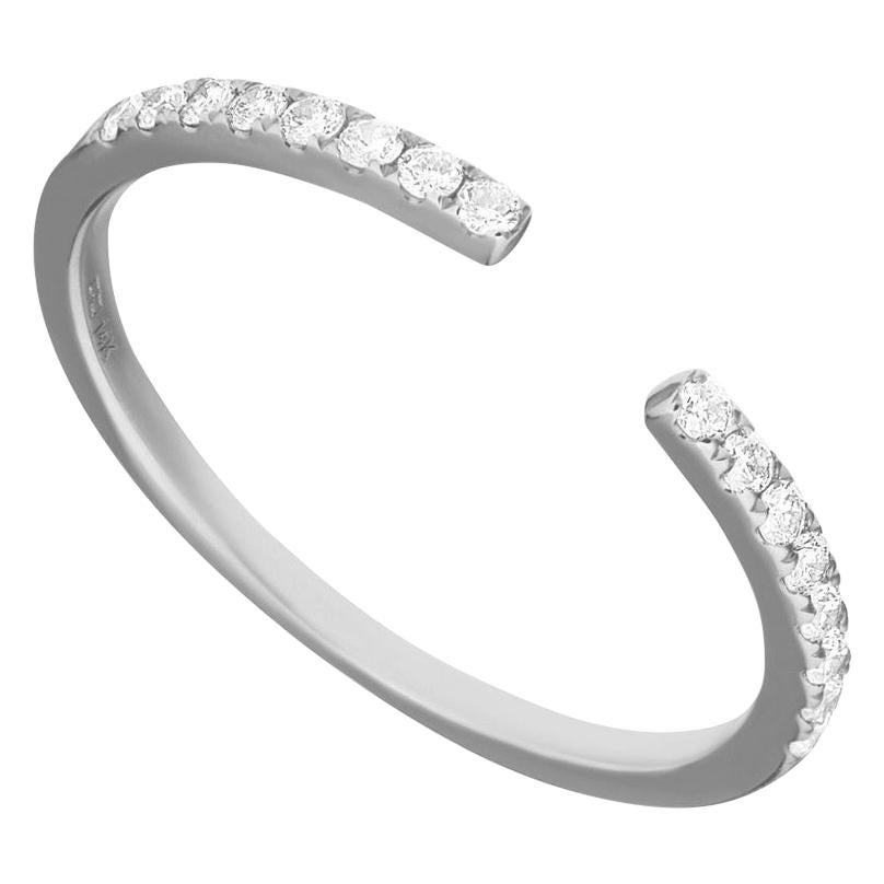 For Sale:  14 Karat White Gold 0.155 Carat Round Diamond Open Band Ring