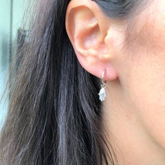 14 Karat White Gold 0.17 Carat Diamond Dangling Hamsa Earrings