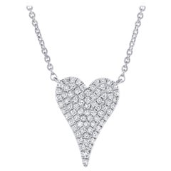 Collier en forme de cœur en or blanc 14 carats avec diamants 0,17 carat