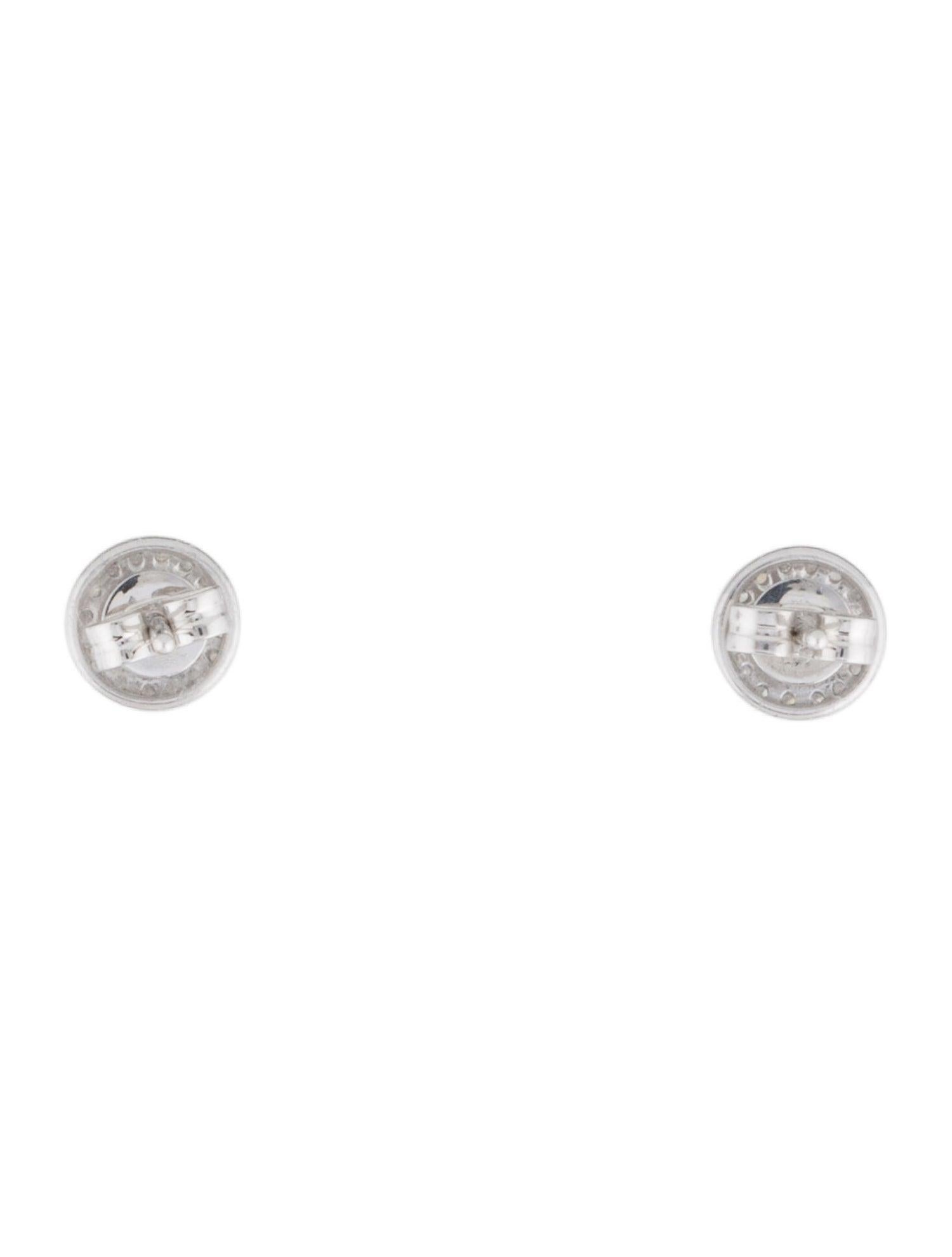 Contemporary 14 Karat White Gold 0.18 Carat Diamond Round Pave Disc Stud Earrings For Sale