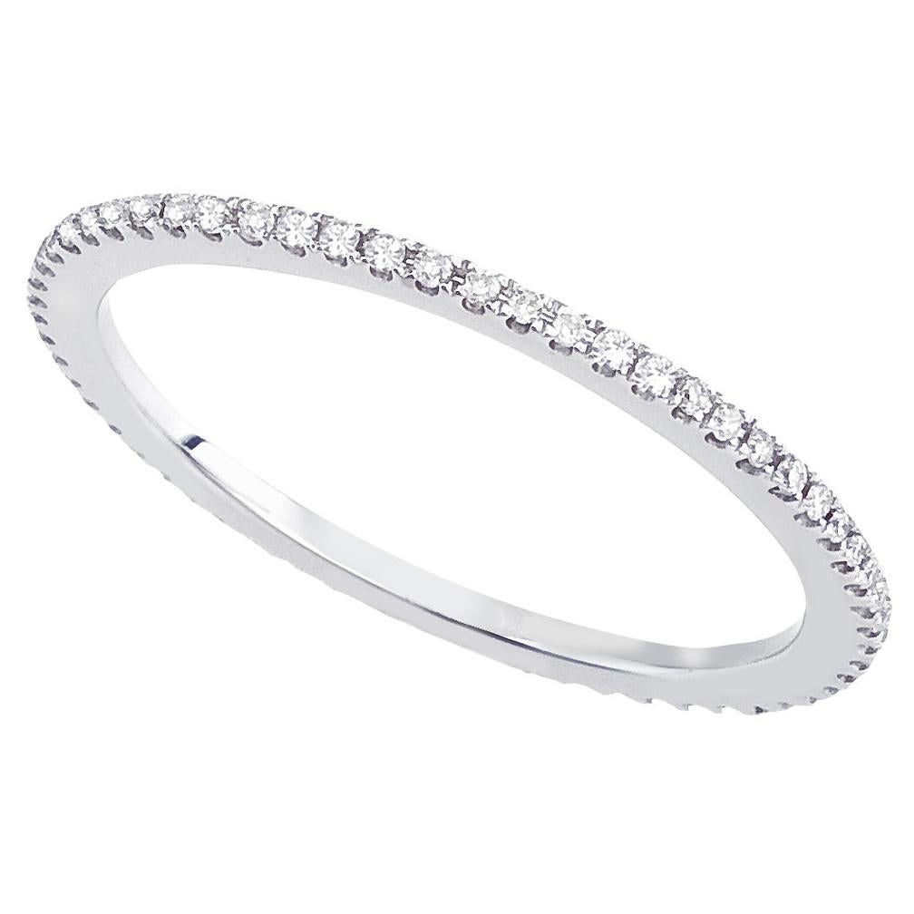 Bracelet d'éternité empilable en or blanc 14 carats avec diamants de 0,18 carat