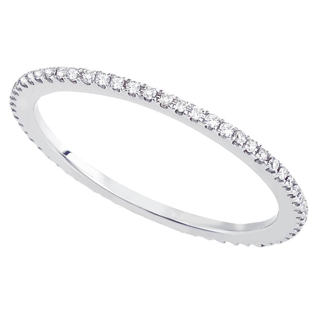 14 Karat White Gold 0.18 Carat Diamond Stackable Eternity Band For Sale