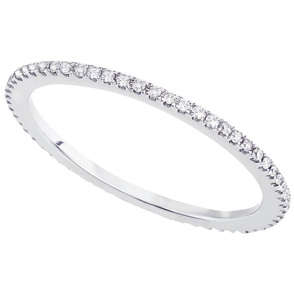 14 Karat White Gold 0.18 Carat Diamond Stackable Eternity Band Ring For Sale
