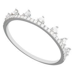 14 Karat White Gold 0.19 Carat Round Diamond Dotted Tiara Style Band Ring