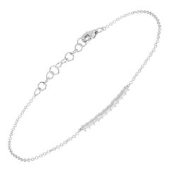 14 Karat White Gold 0.20 Carat Baguette and Round Diamond Bar Chain Bracelet