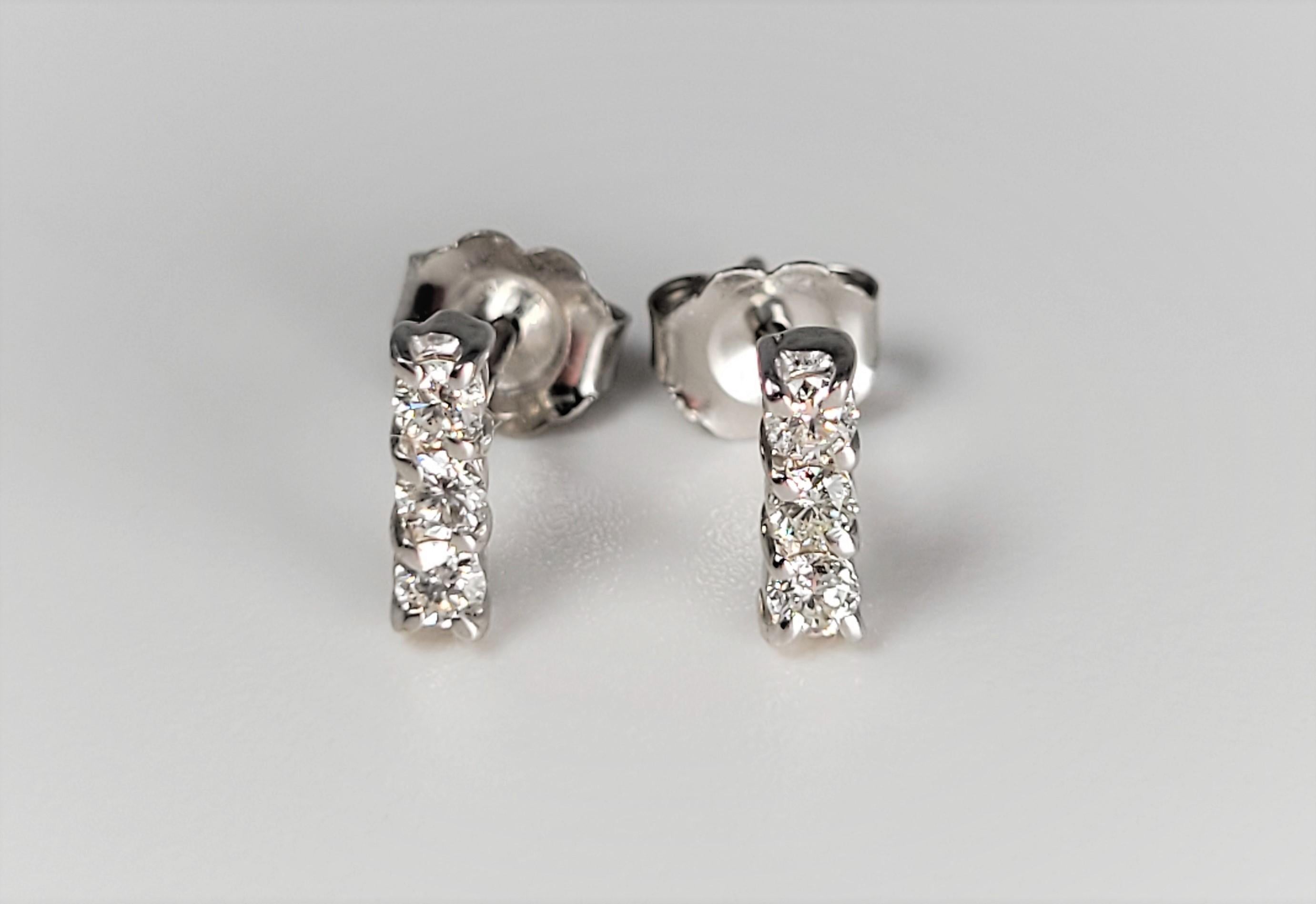Round Cut 14 Karat White Gold 0.24 Carat Diamond Earrings For Sale