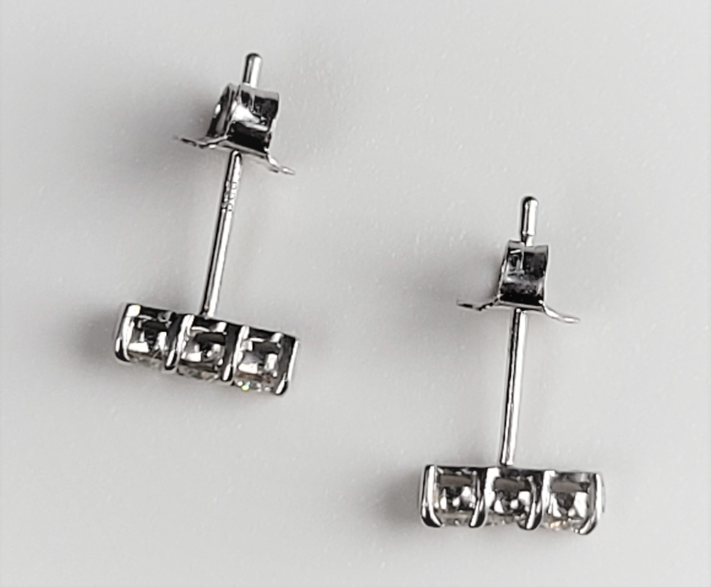 Women's or Men's 14 Karat White Gold 0.24 Carat Diamond Earrings For Sale