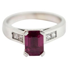 14 Karat White Gold, 0.26 Carat Diamond and 1.23 Carat Pink Sapphire Ring