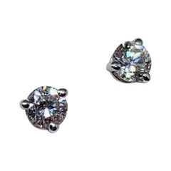 14 Karat White Gold 0.31 Carat Round Diamond Martini Style Stud Earrings