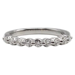 14 Karat White Gold 0.33 Carat Round Natural Diamond Wedding Band Stackable Ring