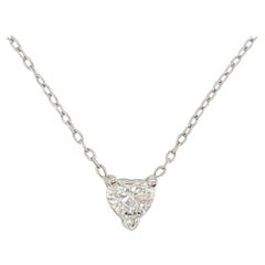 14 Karat White Gold 0.40 Carat Heart Cut Diamond Pendant Necklace