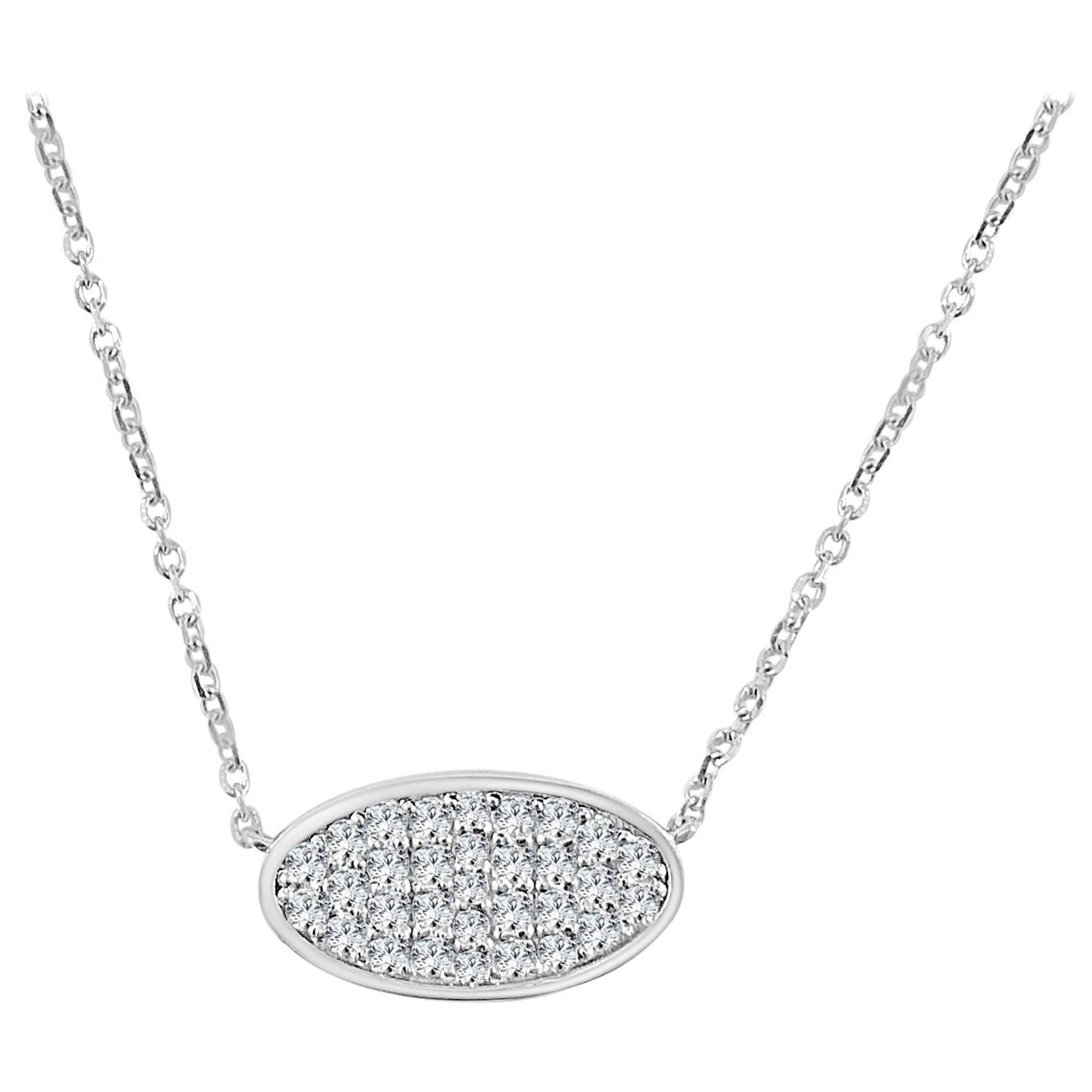 14 Karat White Gold 0.41 Carat Diamond Over Pendant Necklace