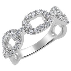 Anillo de oro blanco de 14 quilates con eslabón de diamantes de 0,47 quilates