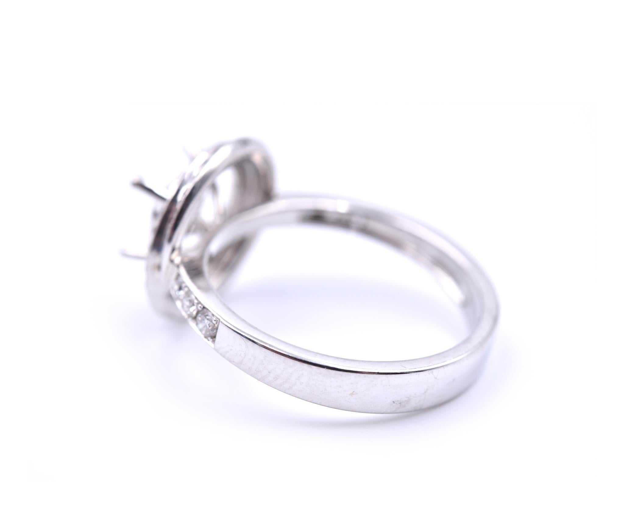 14 Karat White Gold 0.49 Carat Diamond Semi-Mount Engagement Ring In Excellent Condition In Scottsdale, AZ
