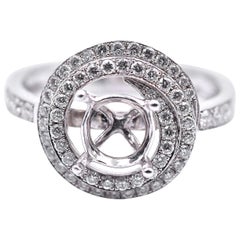 14 Karat White Gold 0.49 Carat Diamond Semi-Mount Engagement Ring