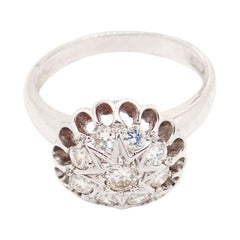 14 Karat White Gold 0.50 Carat Mini Dome Cluster Diamond Ring