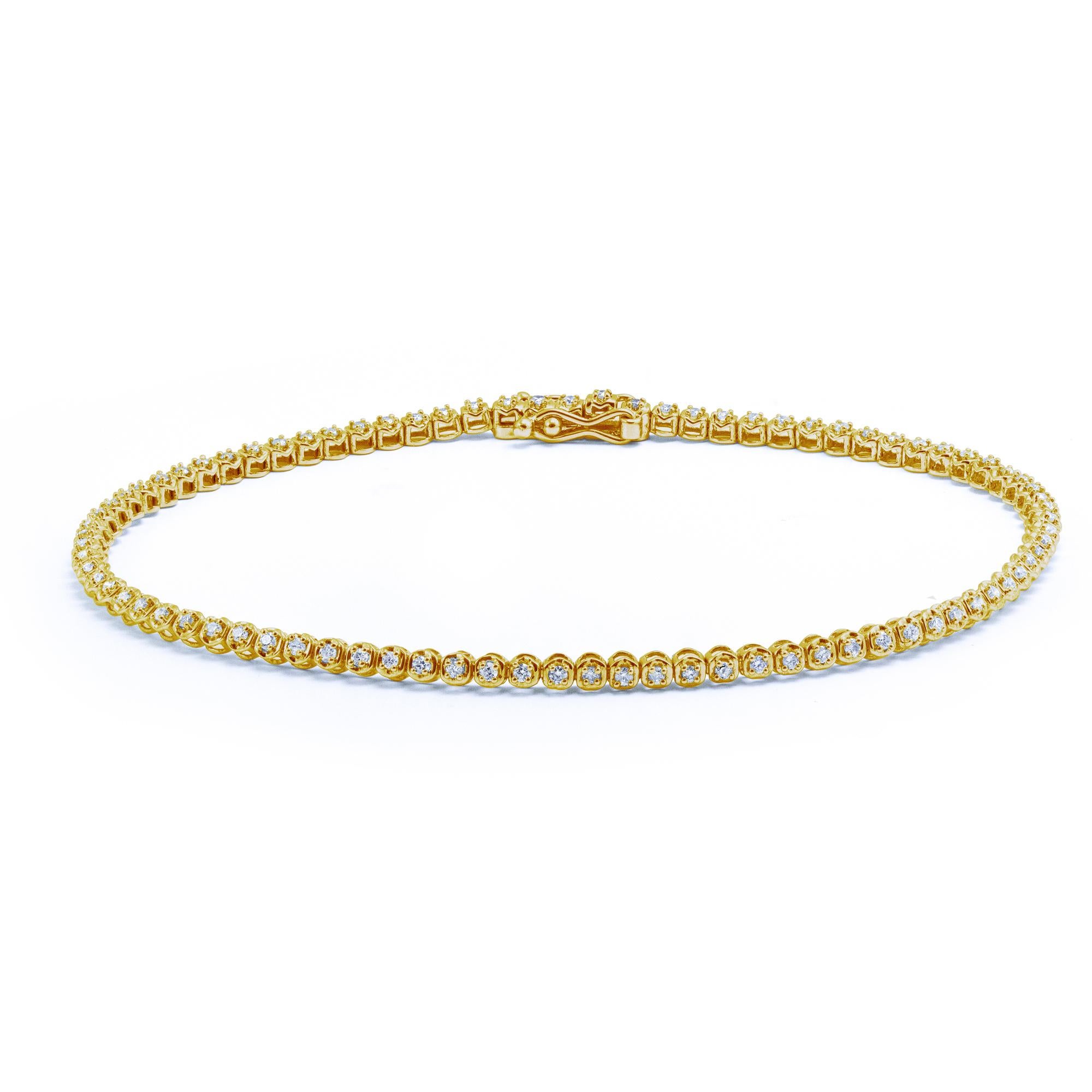 Contemporary 14 Karat White Gold 0.50 Carat Round Brilliant Diamond Line Tennis Bracelet For Sale