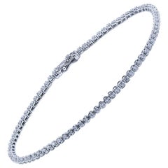 14 Karat White Gold 0.50 Carat Round Brilliant Diamond Line Tennis Bracelet