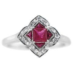 14 Karat White Gold 0.50 Carat Ruby 0.19 Carat Diamond Ring