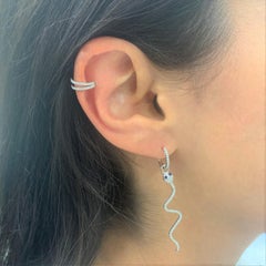 14 Karat White Gold 0.50 Carat & Sapphire Snake Dangle Earrings