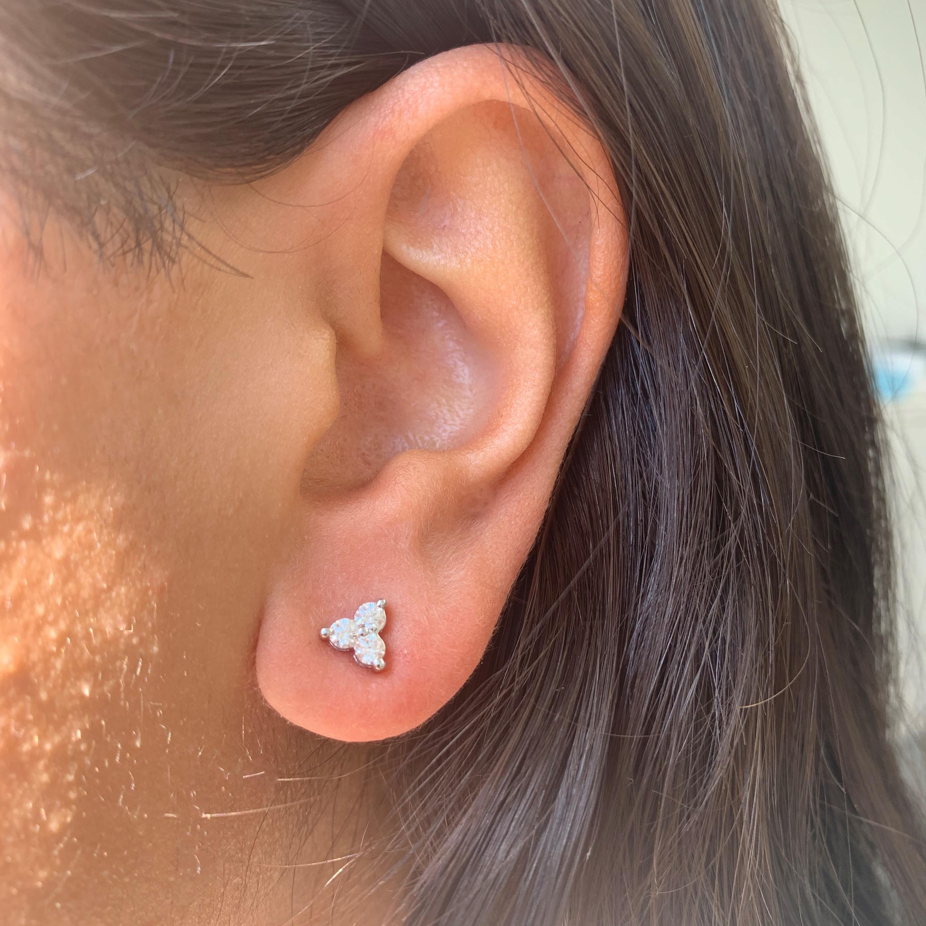 3 stone stud earrings