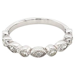 Used 14 Karat White Gold 0.56 Carat Marquise Natural Diamond Stackable Ring Size 6.5