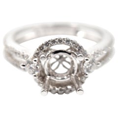 14 Karat White Gold 0.57 Carat Diamond Semi-Mount Engagement Ring