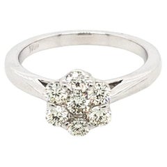 14 Karat White Gold 0.61 Carat Round-cut Natural Diamond Flower Ring (Size 6.25)