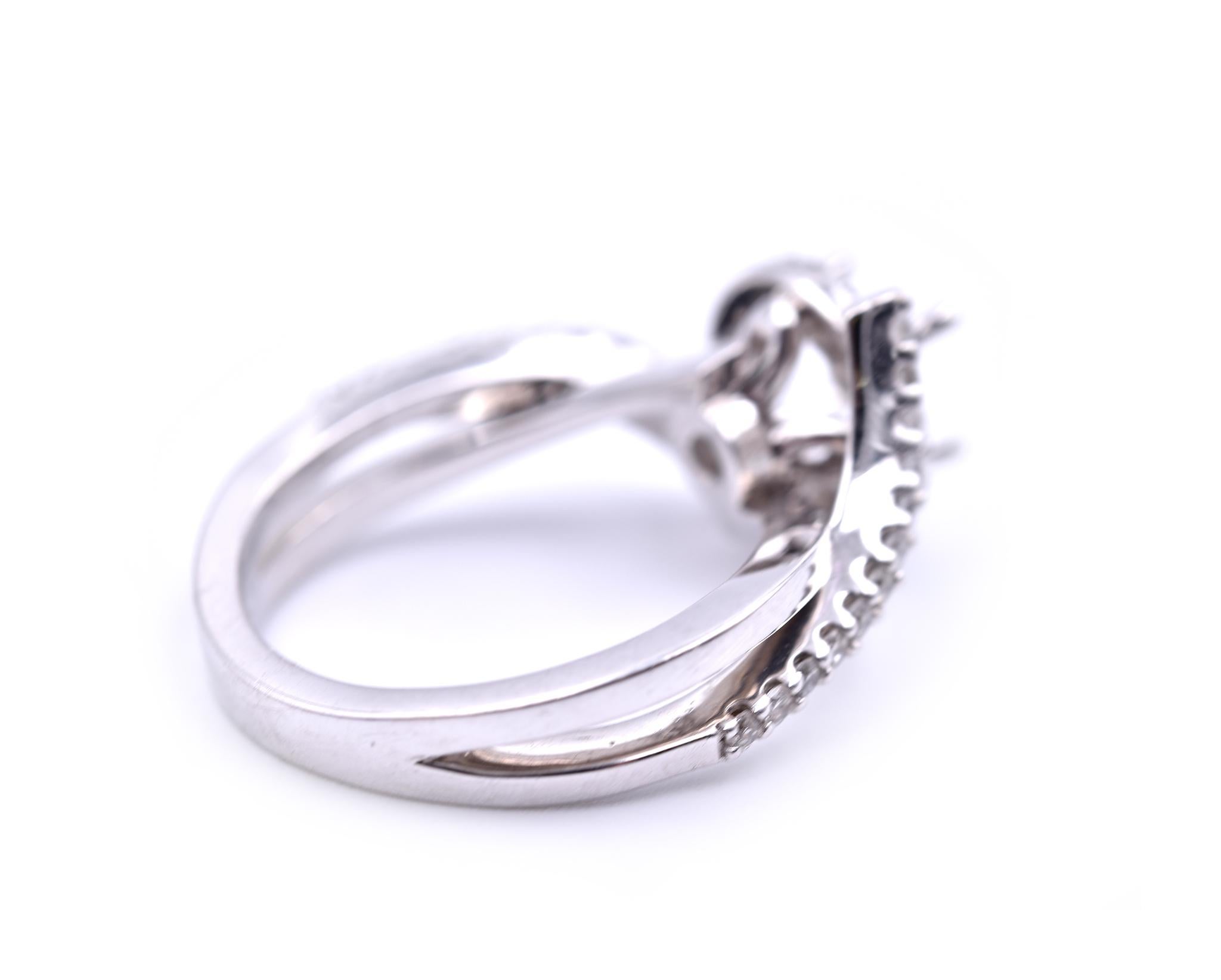 14 Karat White Gold 0.64 Carat Diamond Semi-Mount Engagement Ring In Excellent Condition In Scottsdale, AZ