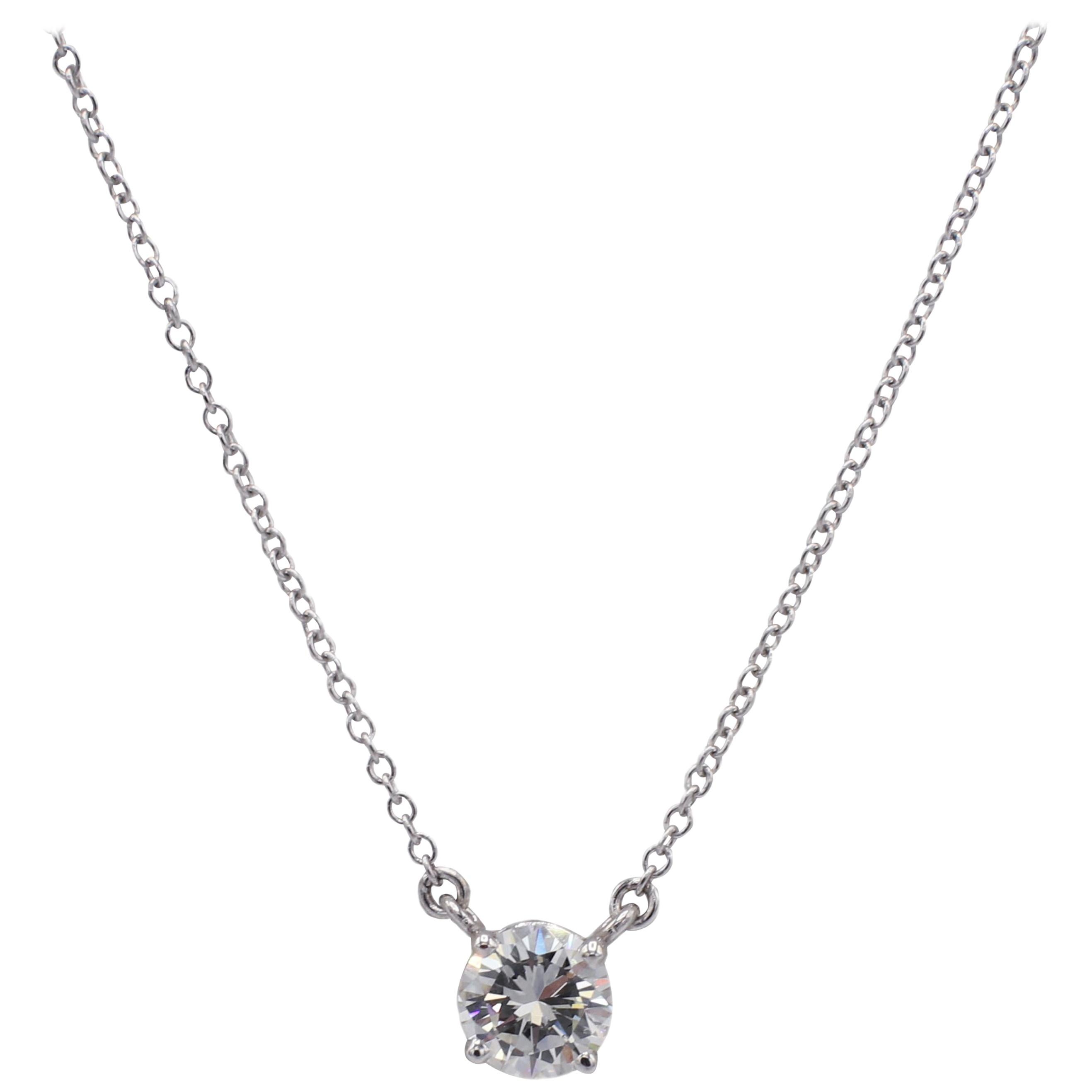 .18 Carat Round Brilliant Diamond Movado Pendant Necklace, 18 Karat White Gold at 1stDibs