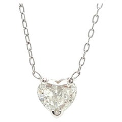 14 Karat White Gold 0.70 Carat Heart Cut Diamond Pendant Necklace 14 Karat White Gold 0.70 Carat Heart Cut Diamond Pendant Necklace