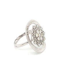14 Karat White Gold 0.87 Carat Natural Diamond Sun Moon Ring Size 7