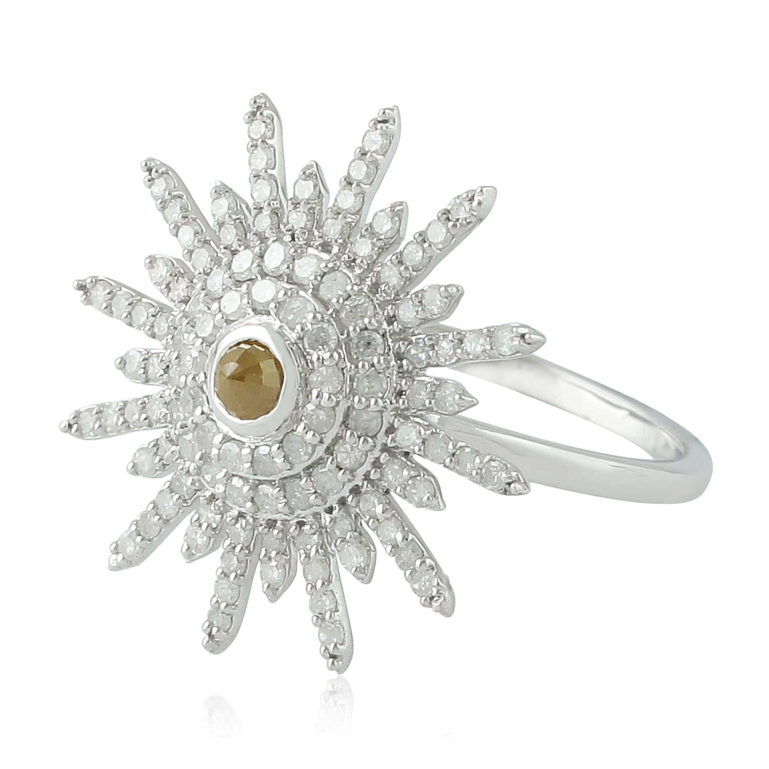 14 Karat White Gold 0.90 Carat Diamond Pave Cocktail Ring Flower Design Jewelry

0.93 carats of White Round brilliant-cut diamonds Pave set on 14k White Gold Flower Design.
Approximately   mm wide
Set in 14k white gold.
The finger size is currently