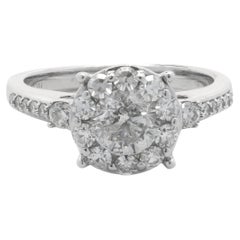 14 Karat White Gold 0.90ct Round Brilliant Cut Diamond Engagement Ring