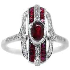 14 Karat White Gold 0.99 Carat Ruby 0.17 Carat Diamond Ring
