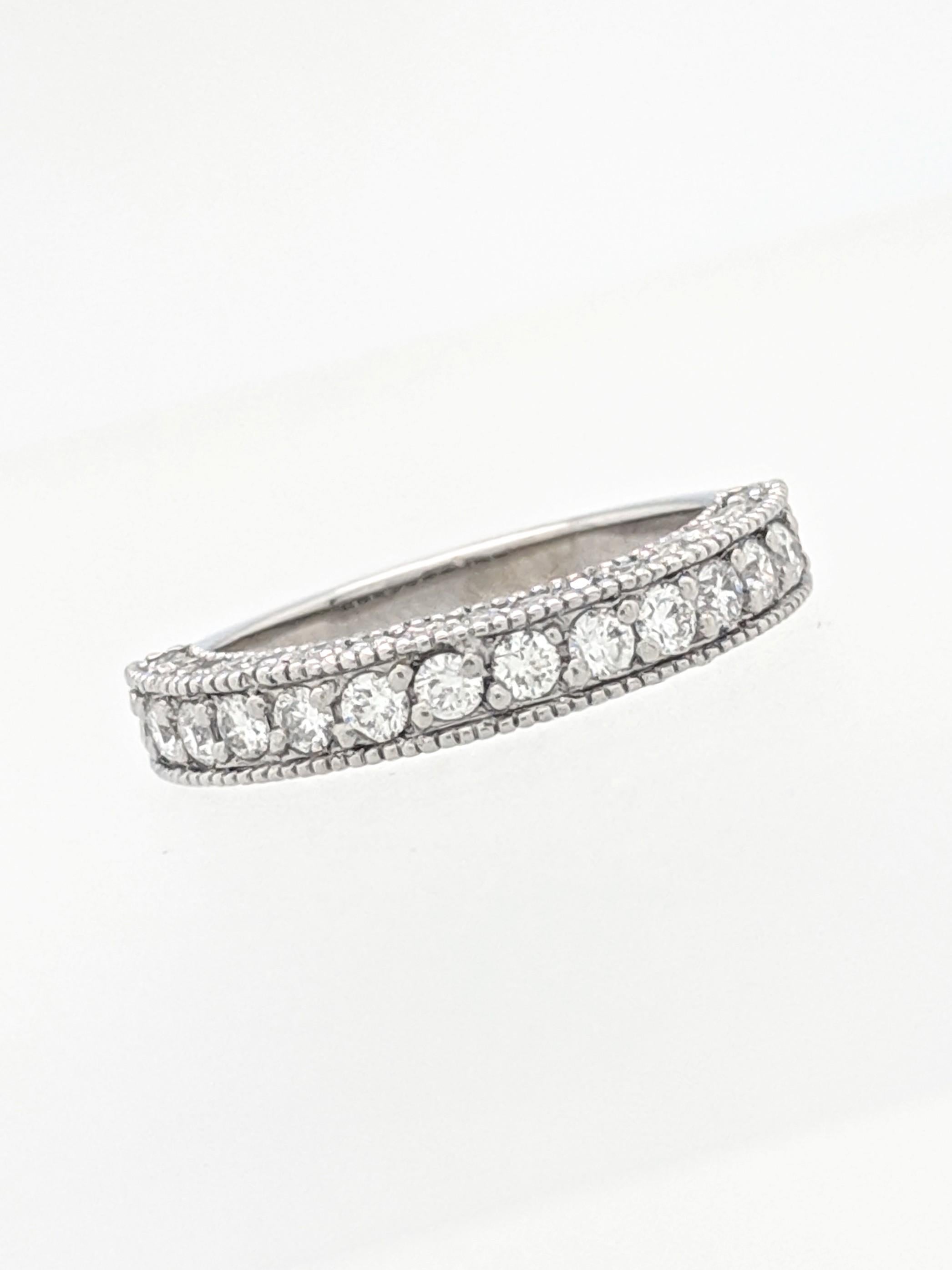 Contemporary 14 Karat White Gold 1 Carat Diamond Stackable Anniversary Wedding Band For Sale