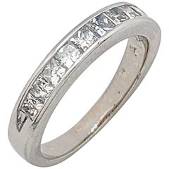 14 Karat White Gold 1 Carat Princess Cut Channel Set Diamond Wedding Band Ring